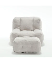 Fluffy Bean Bag Chair with Ottoman, Super Soft Lazy Sofa for Living Room-The Pop Home