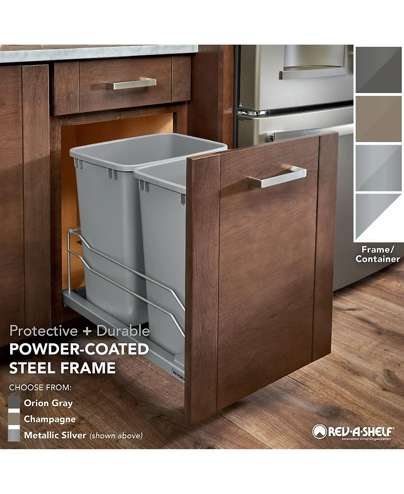 Rev-a-Shelf Pullout Kitchen Trash Can 35 qt. with Soft-close, 53WC-1535SCDM-111