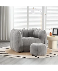 Soft Bean Bag Chair with Footstool, Comfortable Sofa for Gaming, Reading, and Tv-The Pop Home