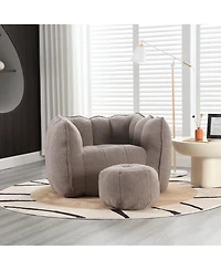 Soft Bean Bag Chair with Footstool, Comfortable Sofa for Gaming, Reading, and Tv-The Pop Home