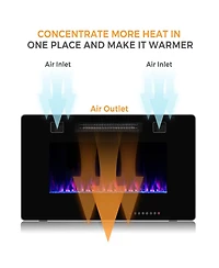 Sugift 30-Inch Recessed Ultra Thin Electric Fireplace Heater with Glass Appearance