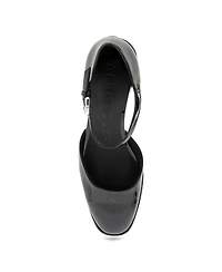 Aerosoles Women's Alma Block Heel Pumps - Black Patent Smooth Faux Leather