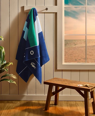 Lacoste Home Sporty Stripe Cotton Beach Towel, 36" x 72"