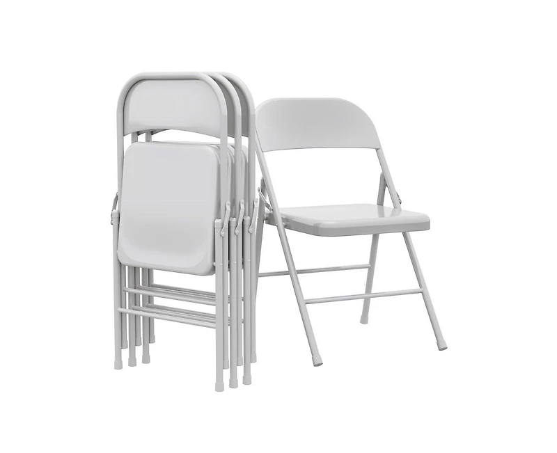 Dining Chairs Set of 4, Foldable with Metal Frame Hold Up to 350 Pounds, Portable Beige Kitchen Chair Suitable for Room, Living R