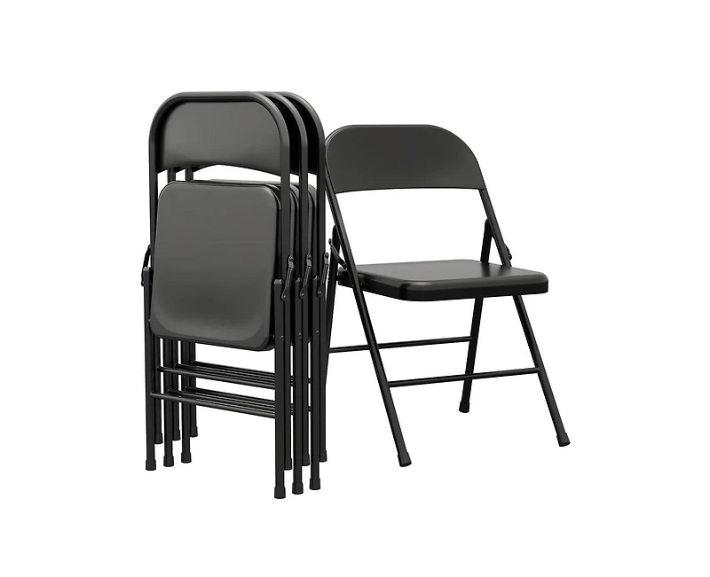 Dining Chairs Set of 4, Foldable with Metal Frame Hold Up to 350 Pounds, Portable Beige Kitchen Chair Suitable for Room, Living R