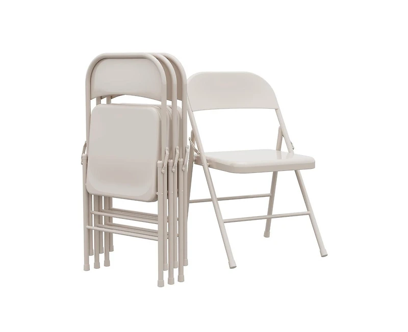 Dining Chairs Set of 4, Foldable with Metal Frame Hold Up to 350 Pounds, Portable Beige Kitchen Chair Suitable for Room, Living R