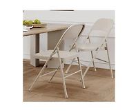 Dining Chairs Set of 4, Foldable with Metal Frame Hold Up to 350 Pounds, Portable Beige Kitchen Chair Suitable for Room, Living R