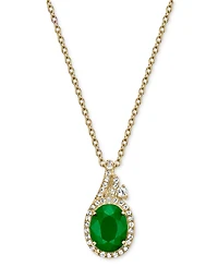Emerald (2 ct. t.w.) & White Sapphire (1/2 Oval Halo 18" Pendant Necklace 10k Gold-Plated Sterling Silver (Also Ruby Sapphire)