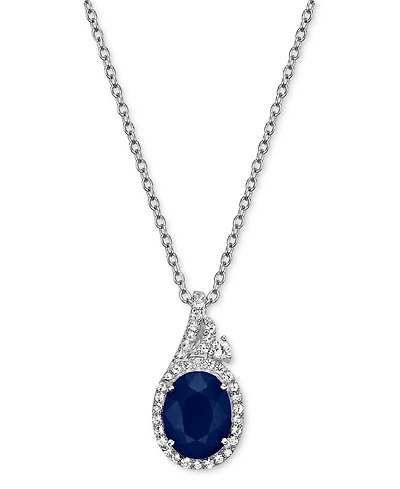 Emerald (2 ct. t.w.) & White Sapphire (1/2 ct. t.w.) Oval Halo 18" Pendant Necklace in 10k Gold-Plated Sterling Silver (Also in Ruby & Sapphire)