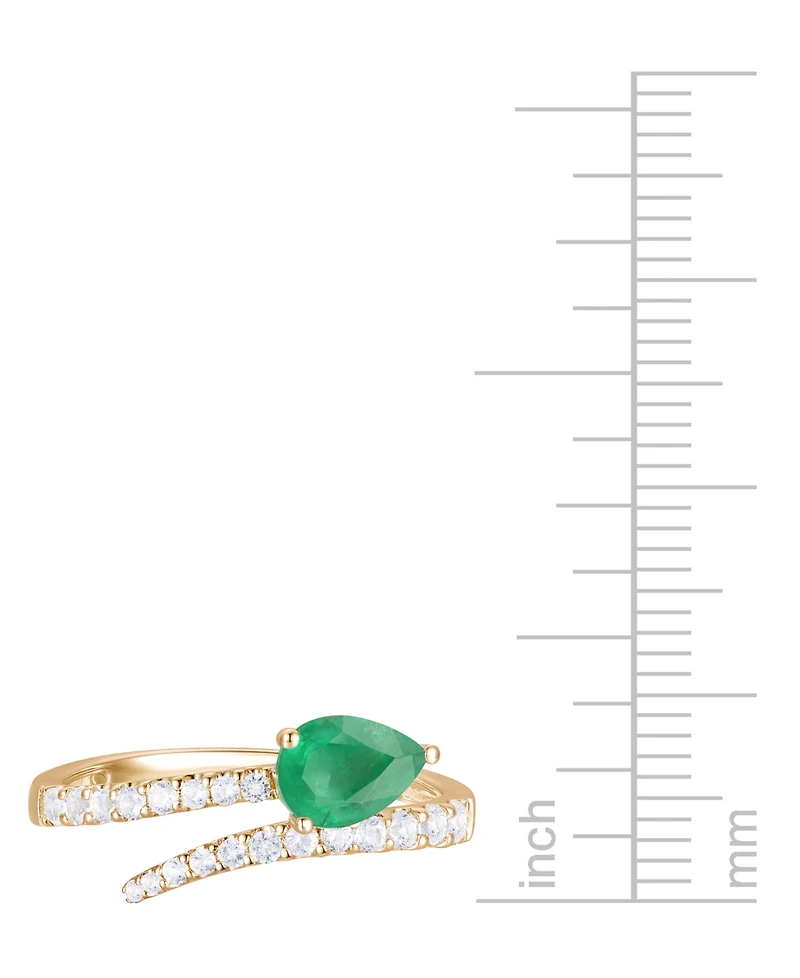 Emerald (5/8 ct. t.w.) & Diamond Bypass Ring (1/3 14k Yellow Gold (Also Available Ruby Sapphire)