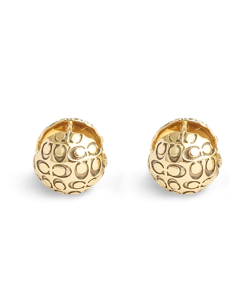 Coach Signature Quilted Orb Huggie Earrings