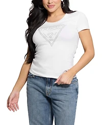 Guess Women's Short-Sleeve Shiny Triangle Logo T-Shirt