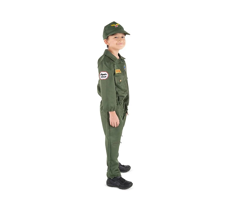 Dress Up America Air Force Pilot Jumpsuit & Cap Costume Set