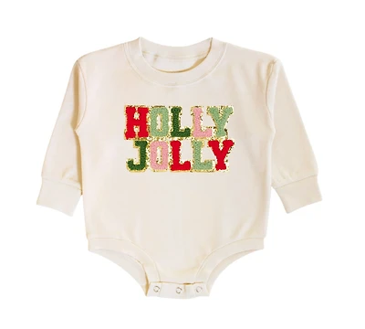Sweet Wink Baby Girls Holly Jolly Patch Christmas Long Sleeve Romper