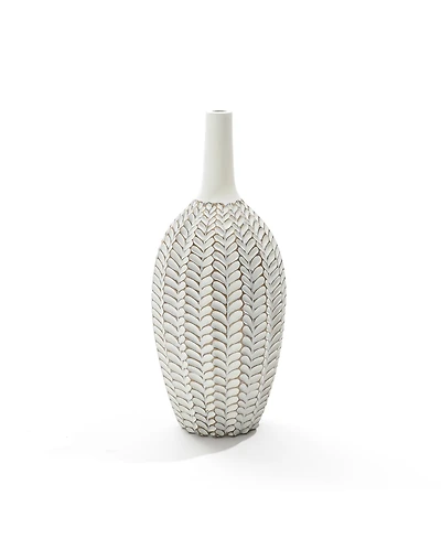 LuxenHome Modern Geometric Pattern Polyresin 19.5-Inch Tall Trumpet Vase