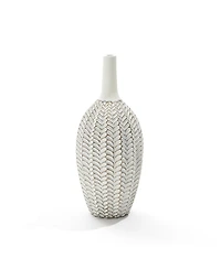 LuxenHome Modern Geometric Pattern Polyresin 19.5-Inch Tall Trumpet Vase