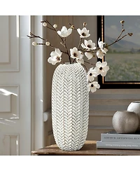 LuxenHome Modern Geometric Pattern Polyresin -Inch Tall Cylinder Vase