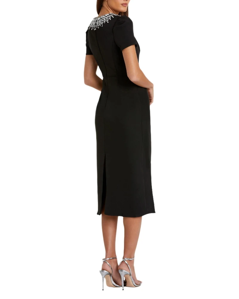 Women's Rhinestone Neckline Column Dress