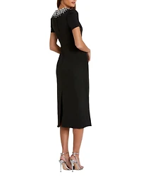 Women's Rhinestone Neckline Column Dress