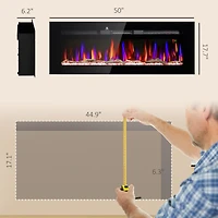 Homcom 50" Recessed or Wall Mounted Electric Fireplace w/ Remote Control