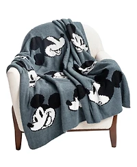 Saturday Park Disney Mickey Mouse Faces Feather Knit Fluffy 50x60 Throw Blanket