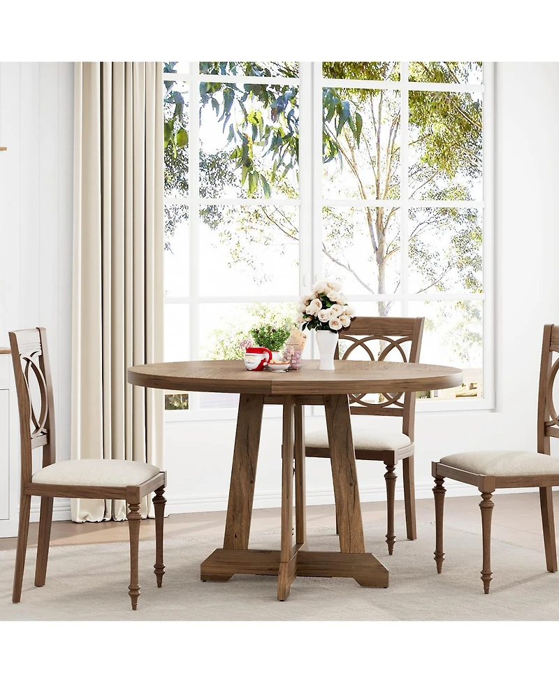 gaomon Round Dining Table for 4-6 People, 47 Inch Farmhouse Kitchen Table