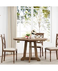 gaomon Round Dining Table for 4-6 People, 47 Inch Farmhouse Kitchen Table