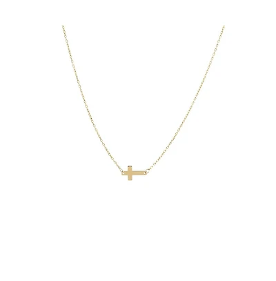 Mini Solid Cross Necklace 14K