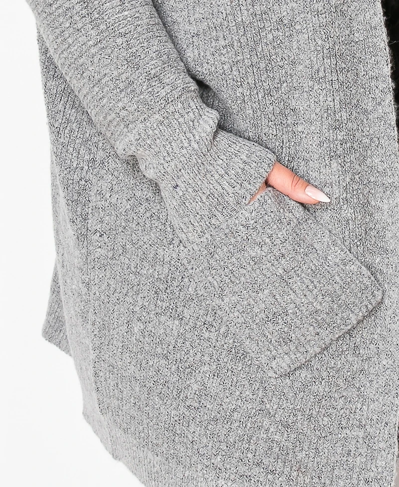 Coin 1804 Plus Marled Knit Pocket Cardigan Sweater