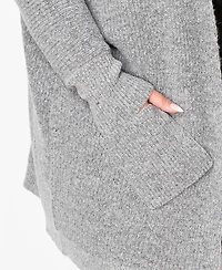 Coin 1804 Plus Marled Knit Pocket Cardigan Sweater