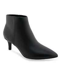 Aerosoles Edith Ankle Mid Heel Booties - Black Faux Leather