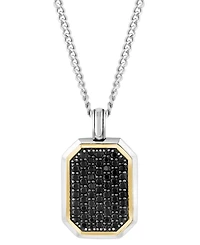 Effy Men's Black Spinel 22" Pendant Necklace (1-3/8 ct. t.w.) in Sterling Silver & 18k Gold-Plated Sterling Silver