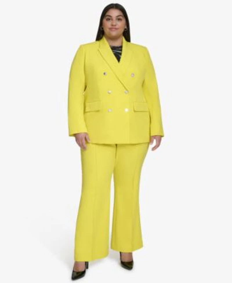 Dkny Double Breasted Blazer Printed Top Flared Pants