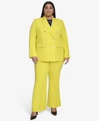 Dkny Double Breasted Blazer Printed Top Flared Pants