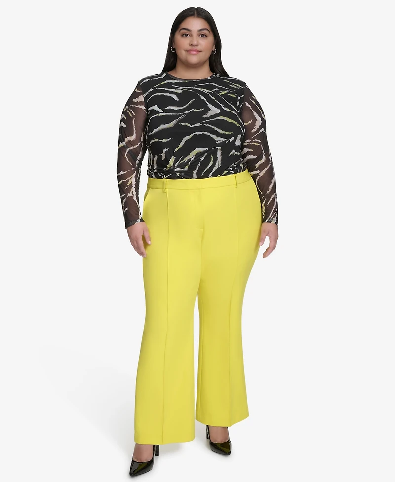 Dkny Plus Size Pintucked Flared Pants