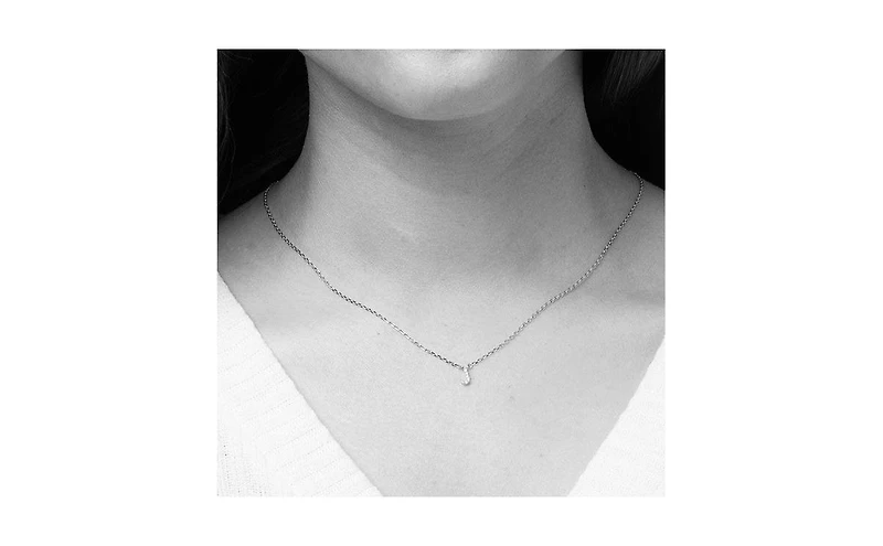 Crystal Initial Necklace, Personalized, Dainty, Everyday Jewelry - Silver