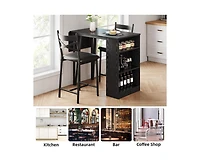 gaomon Bar Table and Chairs Set of 2, 3 Piece Counter Height Dining Table Set with 3-Layer Shelves and 2 Upholstered Chairs