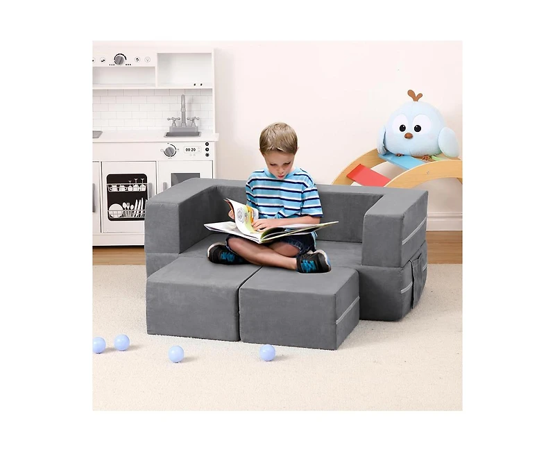gaomon Kids Play Couch, 3Pcs Modular Kids Couch Toddler Couch for Playroom Bedroom Furniture