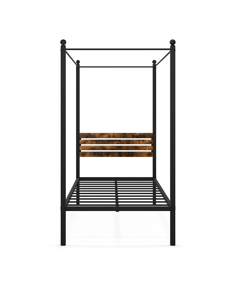Sugift Twin Size Canopy Bed Frame with Under Bed Storage