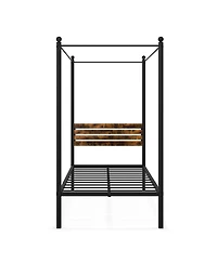 Sugift Twin Size Canopy Bed Frame with Under Bed Storage
