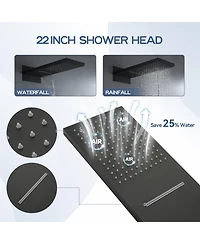 Casainc 22 Inch Luxury Waterfall Shower System Valve Kit with Handheld Spray