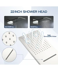 Casainc 22 Inch Luxury Waterfall Shower System Valve Kit with Handheld Spray