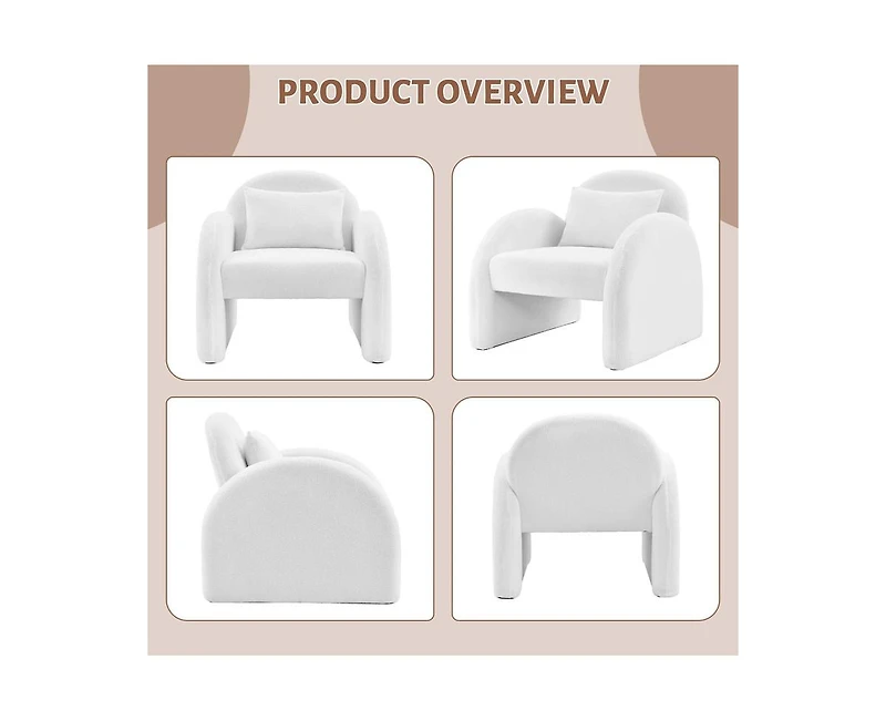 gaomon Sherpa Accent Chair,Teddy Upholstered Arm Single Sofa,Modern Fluffy Reading Chair for Living Room, Bedrooms, Corner,Mid Century Accent Armchair