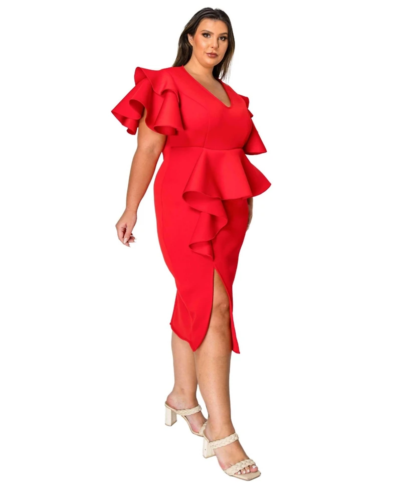 L I V D Plus Kira Neoprene Peplum Dress