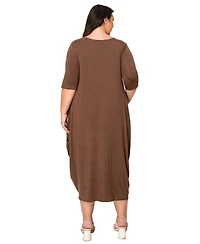 L I V D Plus Size Evelyn Bubble Hem Pocket Dress