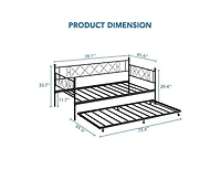 gaomon Twin Metal Daybed with Trundle, Premium Steel Slat Support, Space Saving Trundle Sofa Bed for Living Room