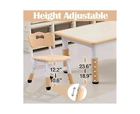 gaomon Modern Kids Table and 6 Chair Set, 47.20" Height Adjustable Toddler Chairs Set with Non-Slip Legs&Organizer Graffiti Desktop,