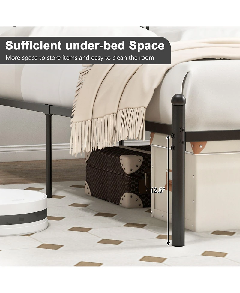 Sugift Twin Size Platform Bed Frame with Sturdy Metal Slat Support