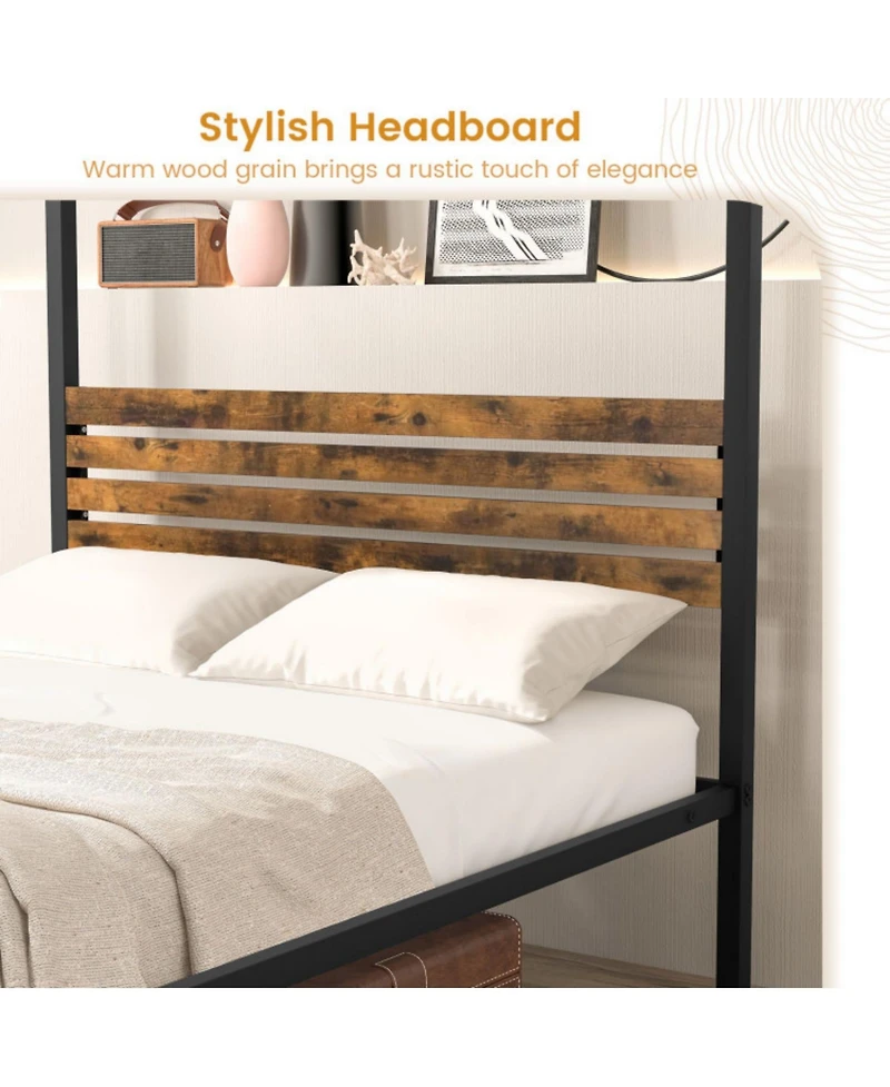 Sugift Queen Size Canopy Bed Frame with Under Bed Storage