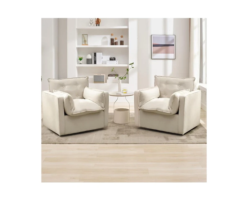 gaomon Swivel Accent Chair, Mid Century Modern Arm Chair for Living Room, Comfy Single Sofa Chair Reading Sofa with Solid Metal Base